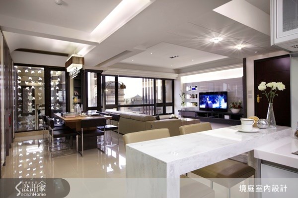 80坪新成屋(5年以下)＿休閒風客廳餐廳廚房吧檯案例圖片＿境庭室內裝修工程有限公司＿境庭_16之7
