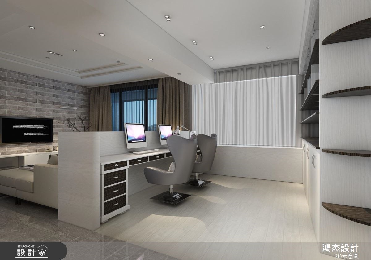 42坪新成屋(5年以下)＿現代風客廳書房案例圖片＿鴻杰室內設計＿鴻杰_24之2
