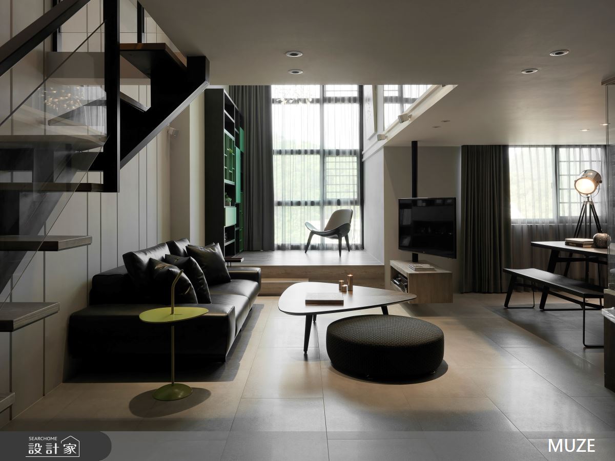 36坪新成屋(5年以下)＿現代風客廳樓梯案例圖片＿慕澤設計室內裝修股份有限公司＿慕澤_39_軌跡之1
