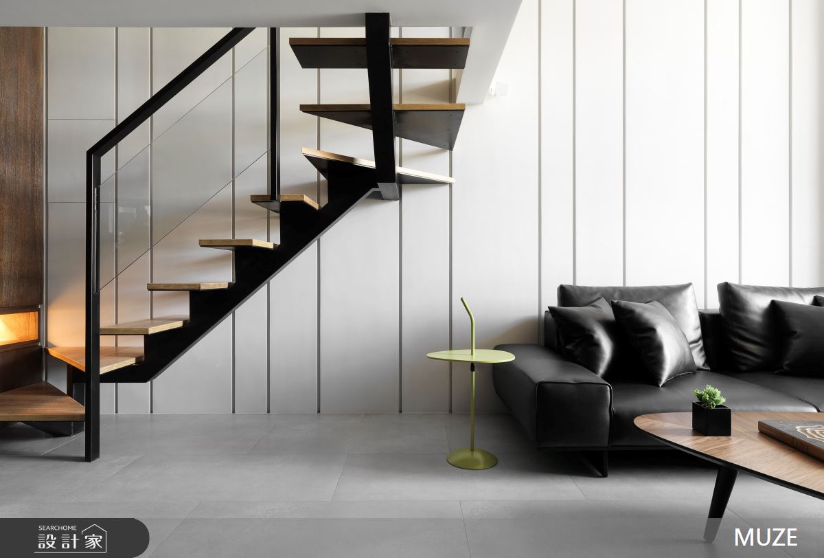 36坪新成屋(5年以下)＿現代風客廳樓梯案例圖片＿慕澤設計室內裝修股份有限公司＿慕澤_39_軌跡之4