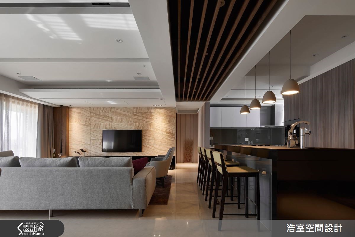 85坪新成屋(5年以下)＿休閒風客廳吧檯案例圖片＿浩室設計＿浩室_氣勢天成之7