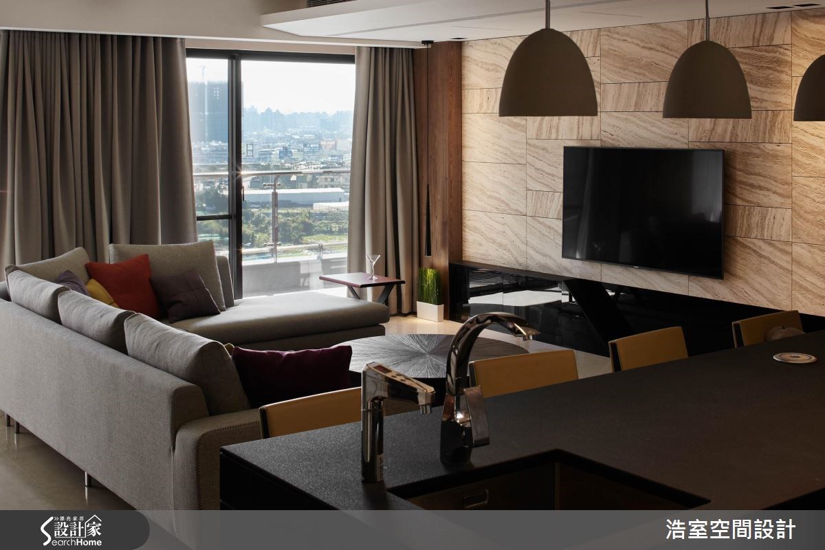 85坪新成屋(5年以下)＿休閒風客廳吧檯案例圖片＿浩室設計＿浩室_氣勢天成之8