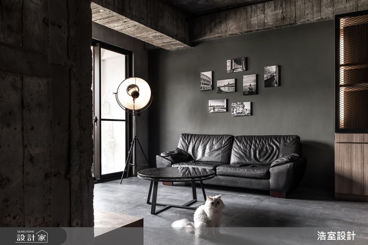35坪新成屋(5年以下)＿工業風客廳案例圖片＿浩室設計＿浩室_裸妝之2