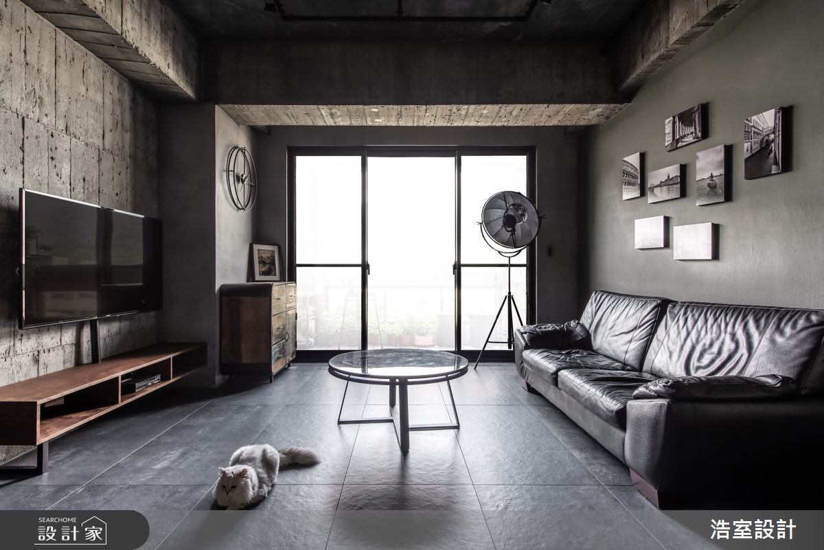 35坪新成屋(5年以下)＿工業風客廳案例圖片＿浩室設計＿浩室_裸妝之1
