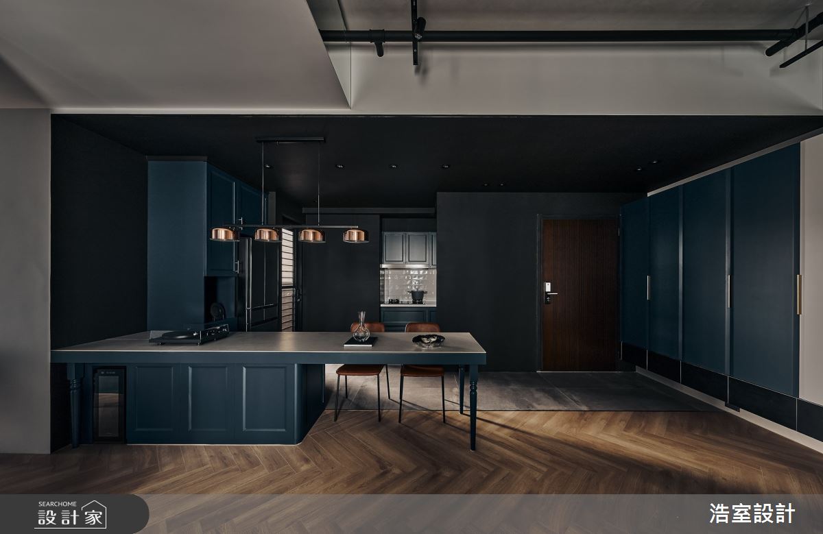 22坪新成屋(5年以下)＿混搭風玄關餐廳廚房中島案例圖片＿浩室設計＿浩室_日與地的相對運動之2