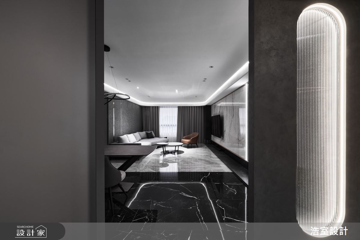 78坪新成屋(5年以下)＿現代風客廳案例圖片＿浩室設計＿浩室_層 ∙ 弧 ∙ 鏡之4