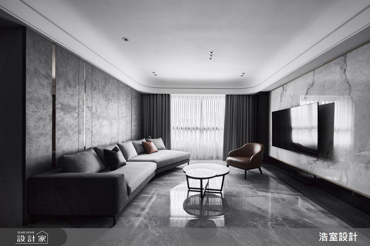 78坪新成屋(5年以下)＿現代風客廳案例圖片＿浩室設計＿浩室_層 ∙ 弧 ∙ 鏡之5