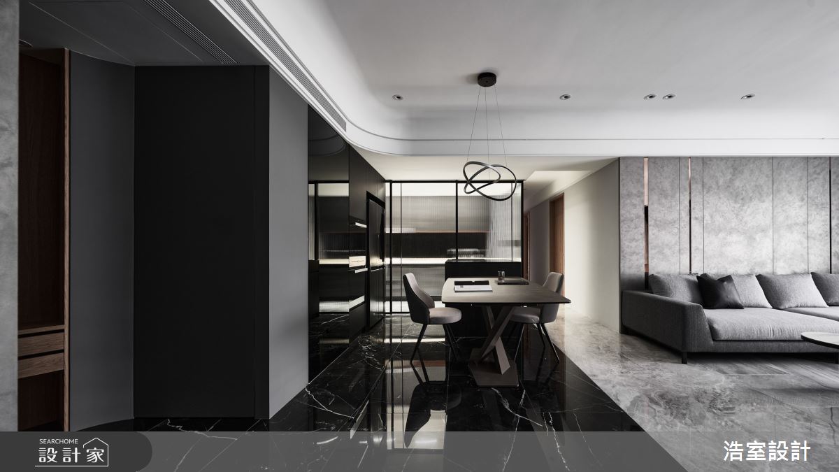 78坪新成屋(5年以下)＿現代風客廳餐廳案例圖片＿浩室設計＿浩室_層 ∙ 弧 ∙ 鏡之7