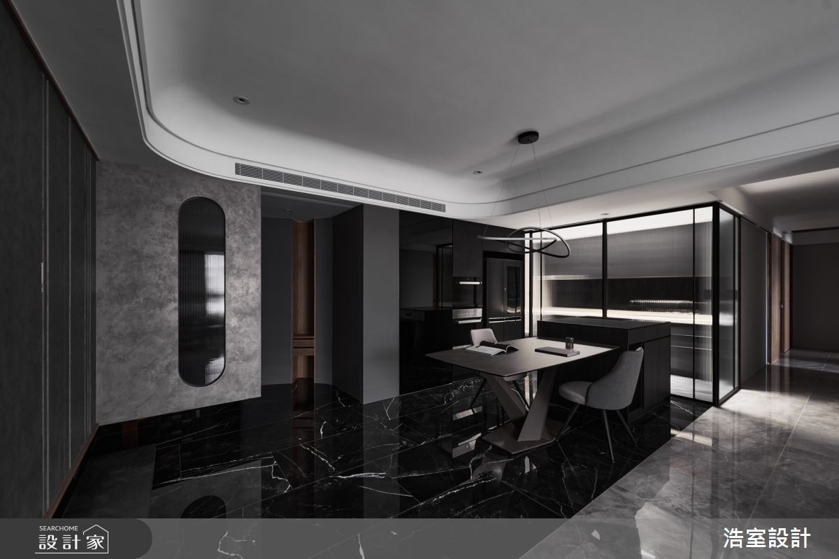 78坪新成屋(5年以下)＿現代風玄關客廳餐廳廚房案例圖片＿浩室設計＿浩室_層 ∙ 弧 ∙ 鏡之8