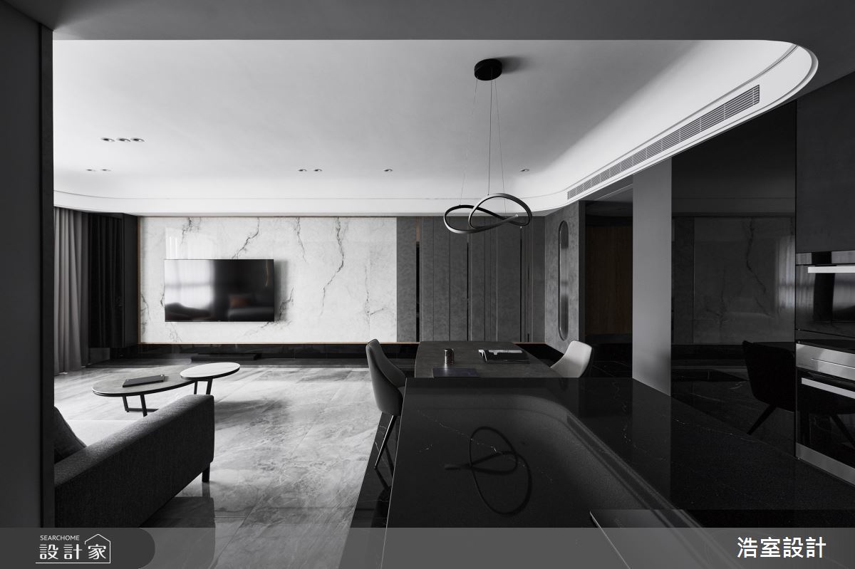 78坪新成屋(5年以下)＿現代風客廳餐廳案例圖片＿浩室設計＿浩室_層 ∙ 弧 ∙ 鏡之11