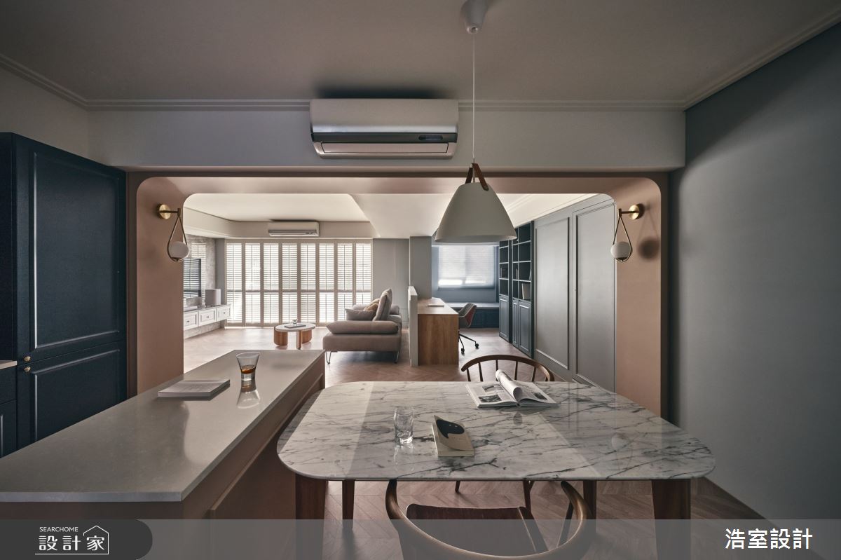 45坪老屋(16~30年)＿混搭風客廳餐廳書房工作區臥榻中島案例圖片＿浩室設計＿浩室_國王的新都之6