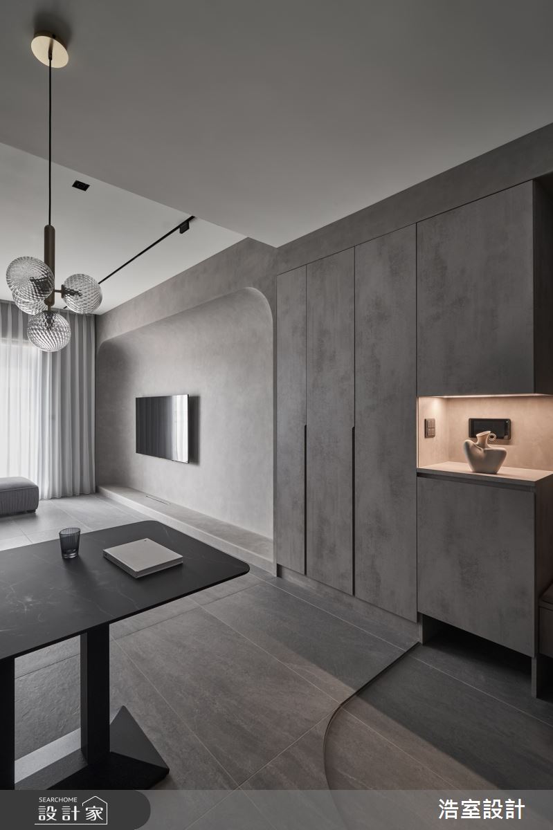 19坪新成屋(5年以下)＿侘寂風玄關客廳餐廳案例圖片＿浩室設計＿浩室_灰度，柔曲之美之3