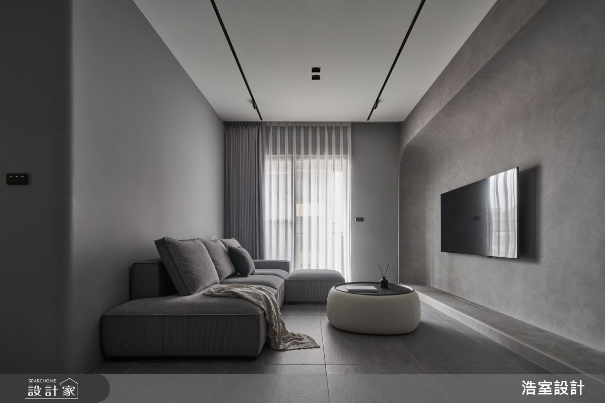 19坪新成屋(5年以下)＿侘寂風客廳案例圖片＿浩室設計＿浩室_灰度，柔曲之美之5