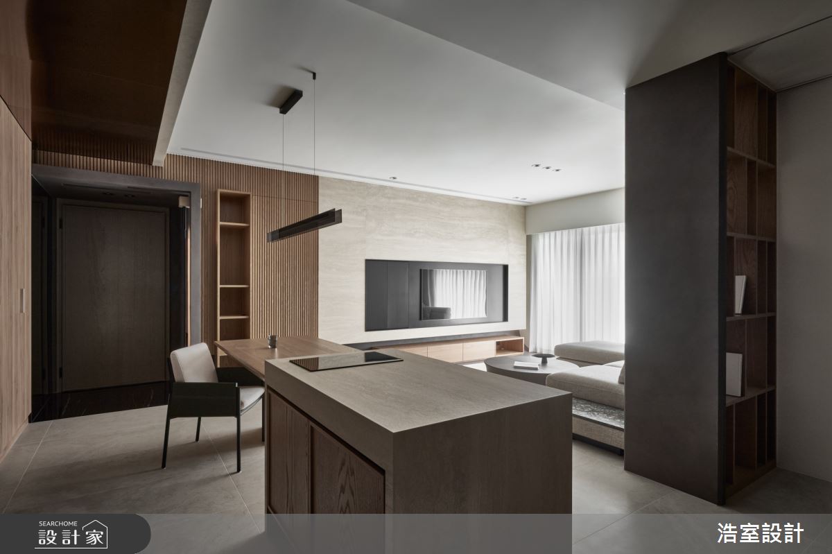 30坪新成屋(5年以下)＿現代風客廳餐廳中島案例圖片＿浩室設計＿浩室_飛行時數之5