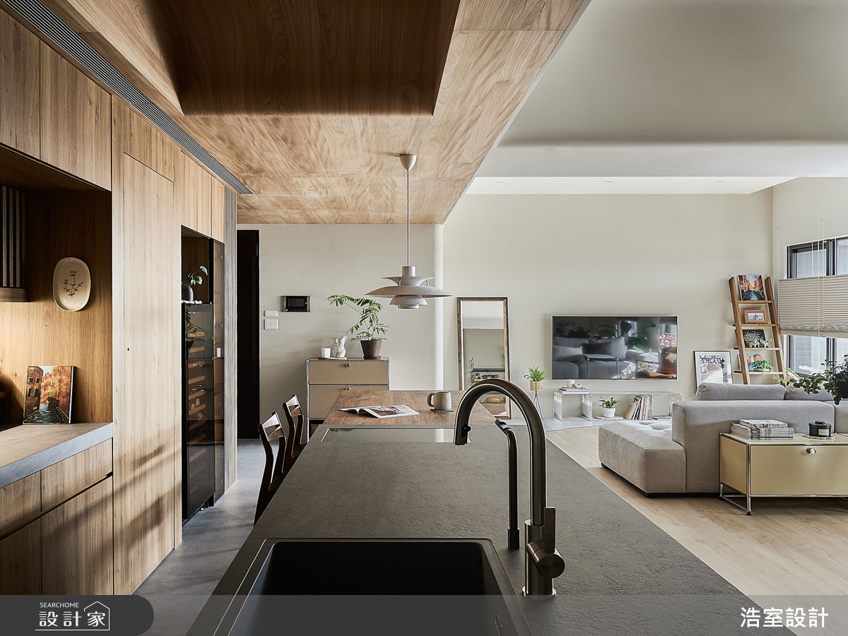 24坪新成屋(5年以下)＿混搭風客廳餐廳中島案例圖片＿浩室設計＿浩室_流韻之3