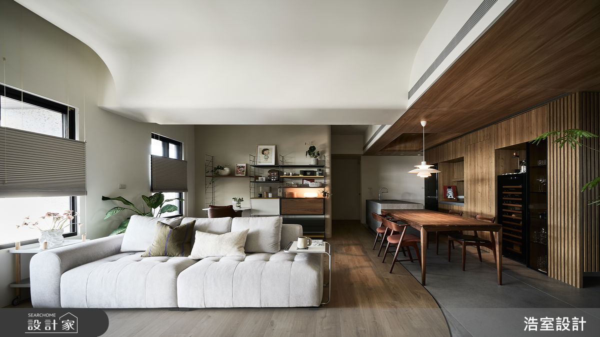 24坪新成屋(5年以下)＿混搭風客廳餐廳書房中島案例圖片＿浩室設計＿浩室_流韻之2