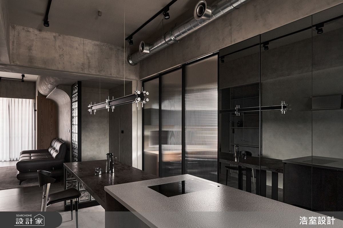 35坪新成屋(5年以下)＿工業風客廳餐廳中島案例圖片＿浩室設計＿浩室_Loft。間奏之8