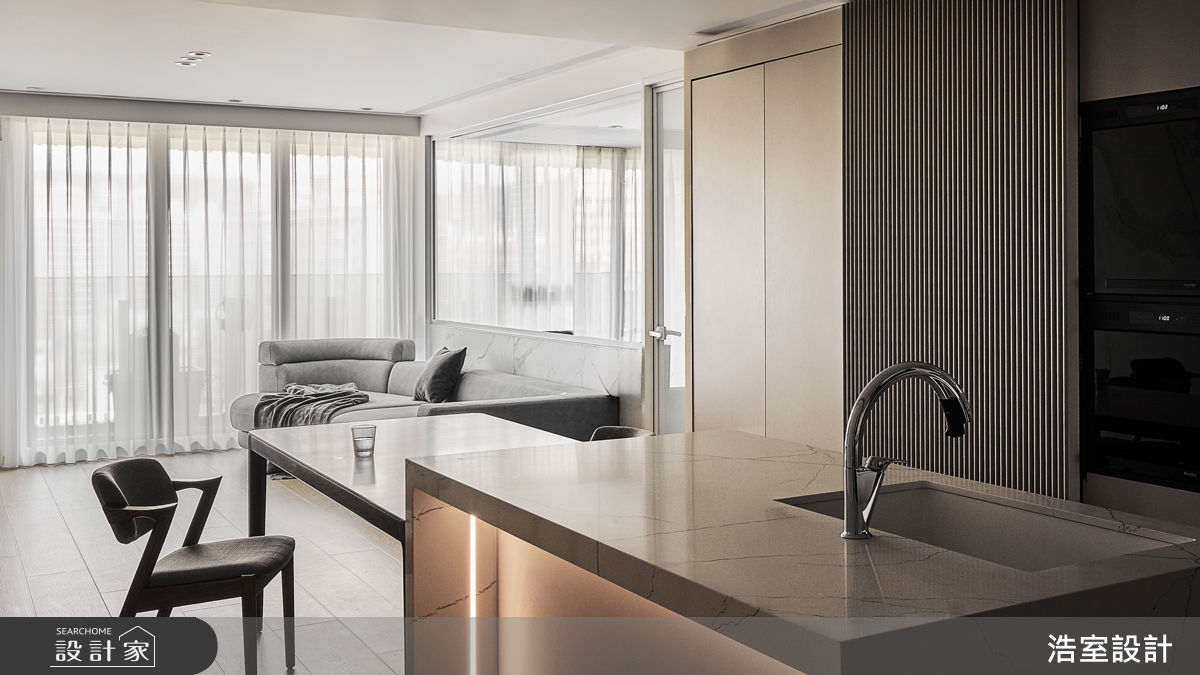 33坪新成屋(5年以下)＿現代風客廳餐廳中島案例圖片＿浩室設計＿浩室_遊光之4