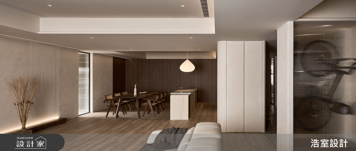 老屋(16~30年)＿侘寂風客廳餐廳中島案例圖片＿浩室設計＿浩室_棲光。育時之5