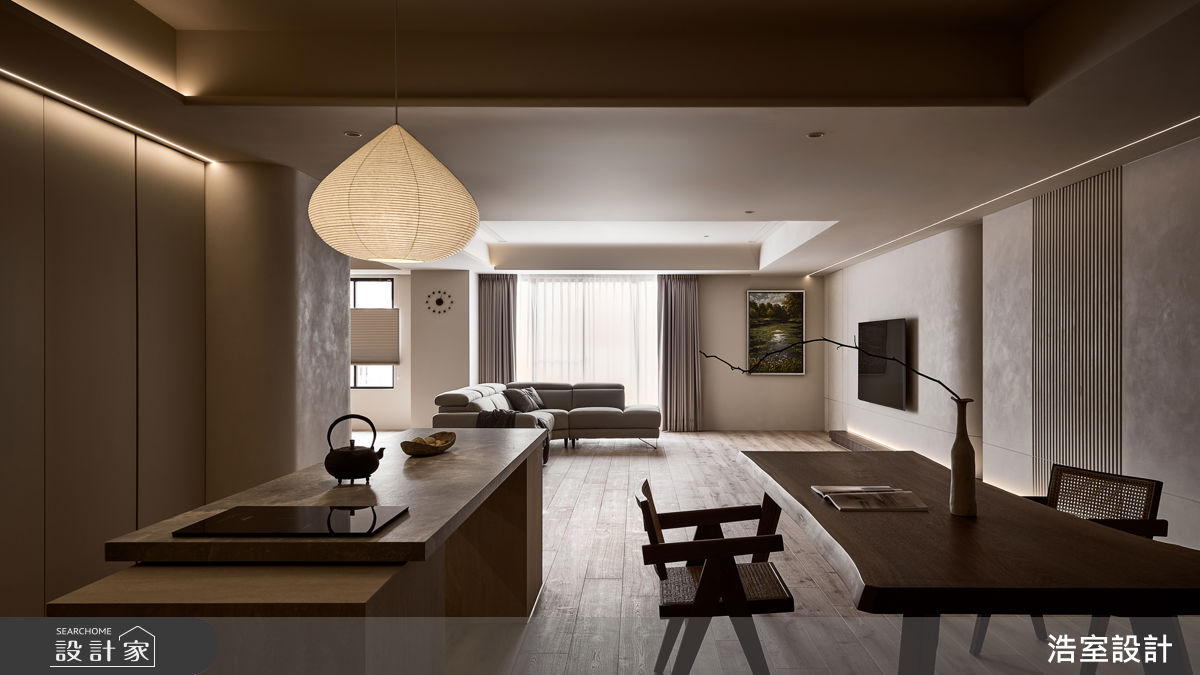 老屋(16~30年)＿侘寂風客廳餐廳中島案例圖片＿浩室設計＿浩室_棲光。育時之8