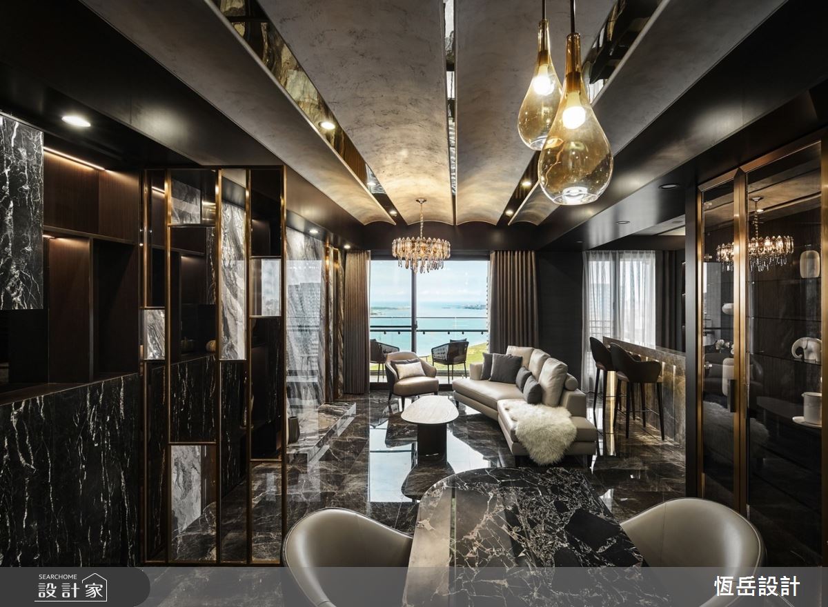 30坪新成屋(5年以下)＿奢華風客廳餐廳吧檯陽台案例圖片＿恆岳設計＿恆岳_GEST HOUSE之8