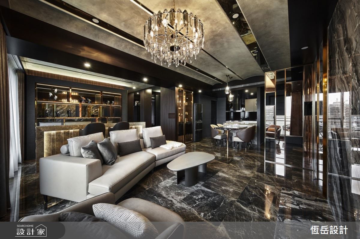 30坪新成屋(5年以下)＿奢華風客廳餐廳吧檯案例圖片＿恆岳設計＿恆岳_GEST HOUSE之14
