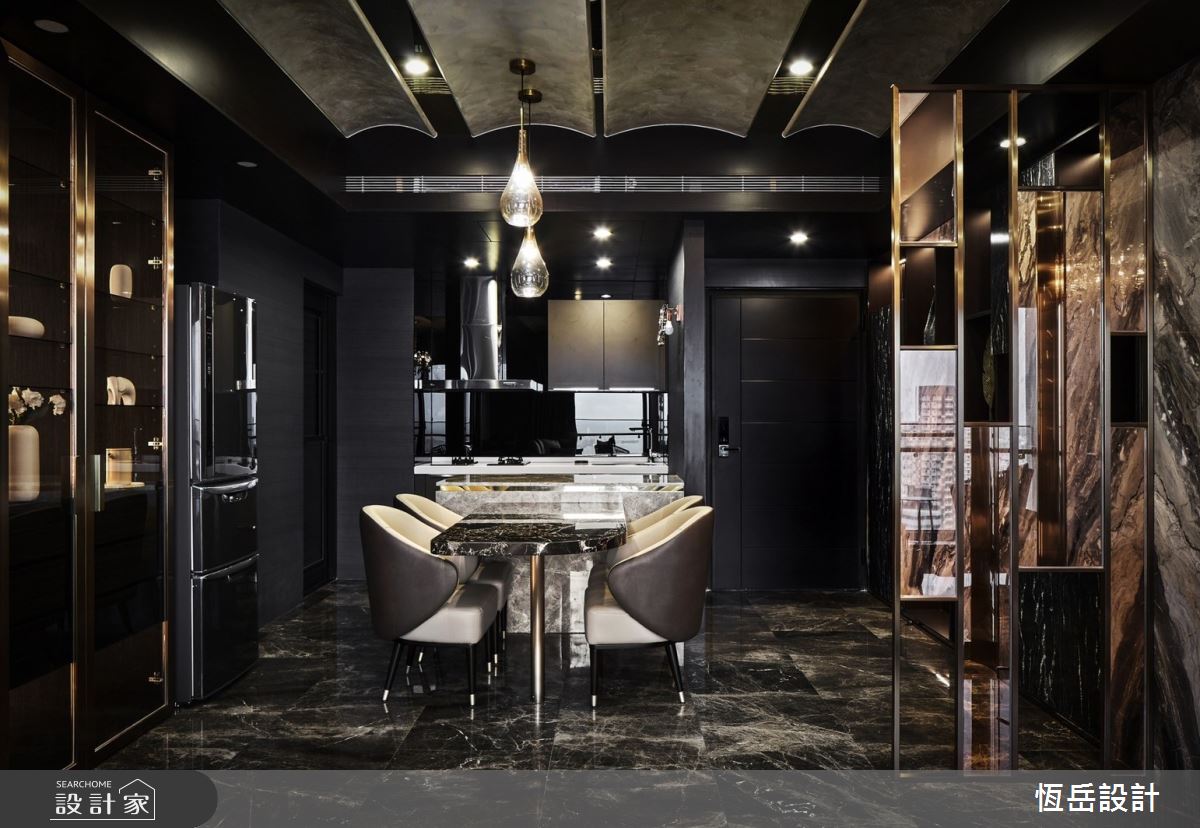 30坪新成屋(5年以下)＿奢華風玄關餐廳廚房案例圖片＿恆岳設計＿恆岳_GEST HOUSE之4