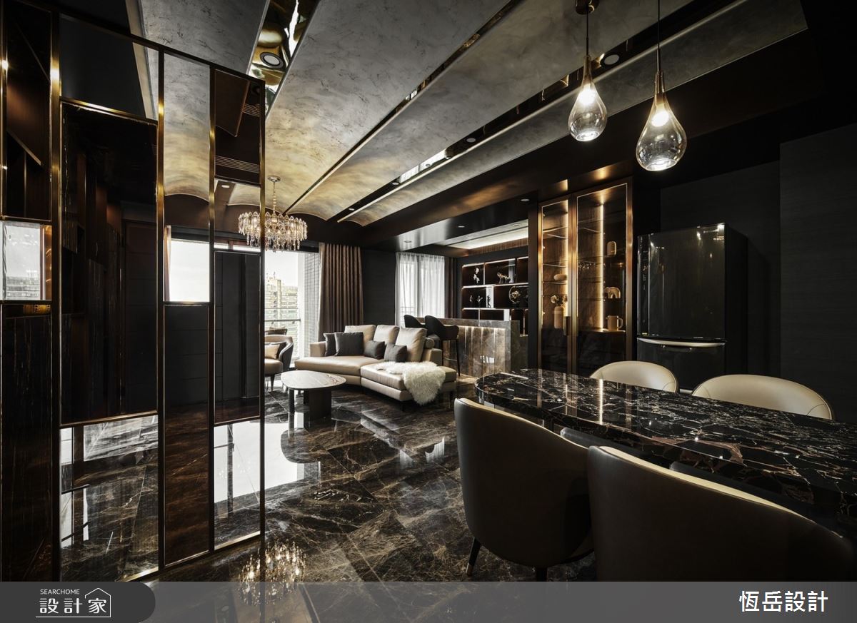 30坪新成屋(5年以下)＿奢華風玄關客廳餐廳吧檯案例圖片＿恆岳設計＿恆岳_GEST HOUSE之2