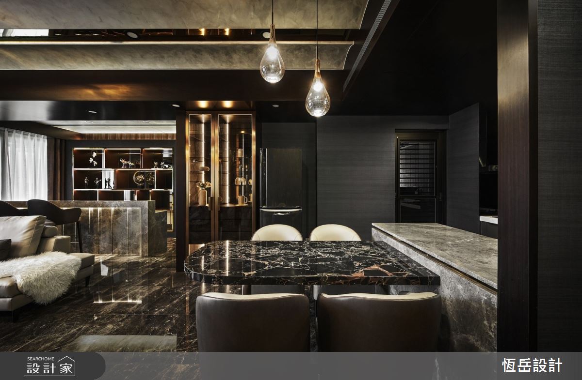 30坪新成屋(5年以下)＿奢華風客廳餐廳廚房吧檯案例圖片＿恆岳設計＿恆岳_GEST HOUSE之3