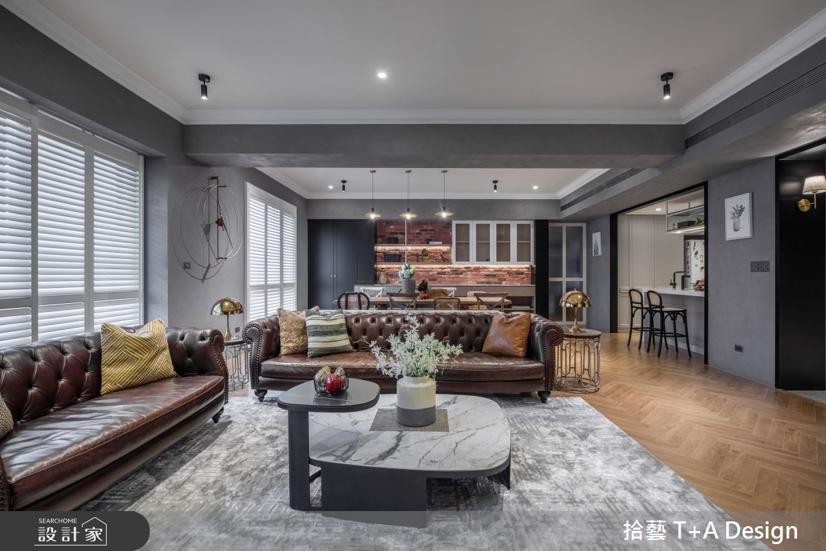 70坪中古屋(5~15年)＿美式風客廳案例圖片＿拾藝設計＿拾藝_27竹北_70坪美式風之9