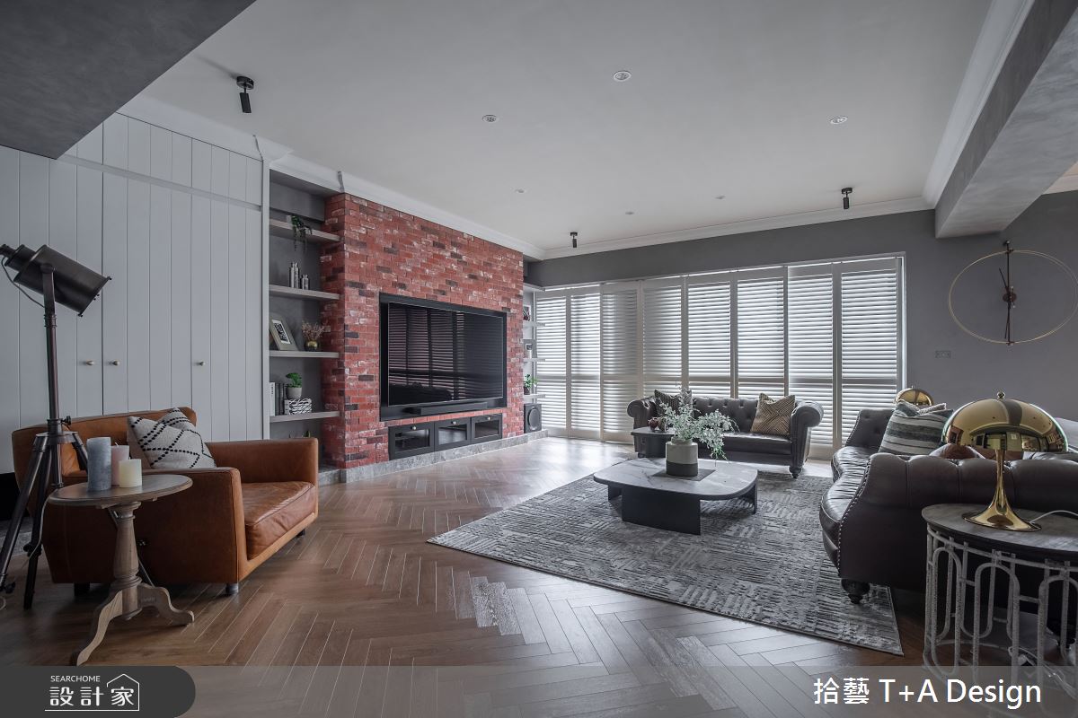70坪中古屋(5~15年)＿美式風客廳案例圖片＿拾藝設計＿拾藝_27竹北_70坪美式風之11