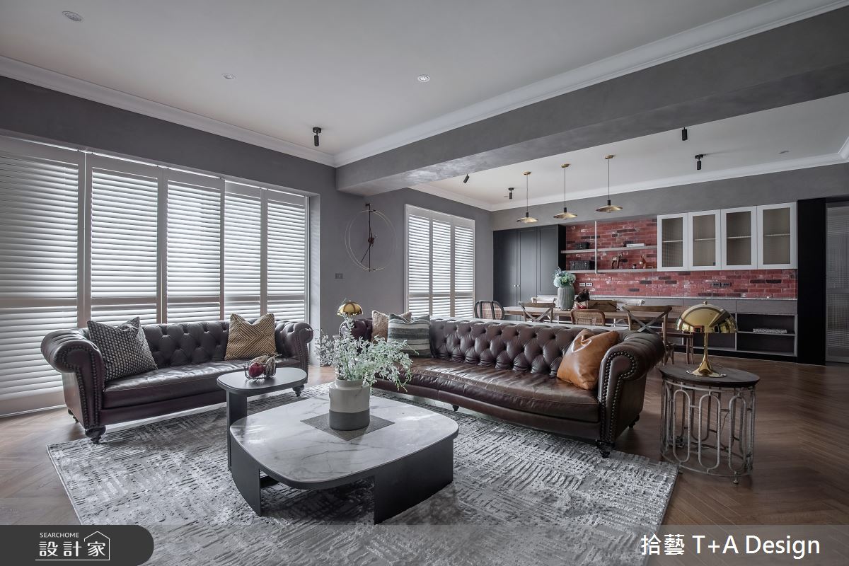 70坪中古屋(5~15年)＿美式風客廳案例圖片＿拾藝設計＿拾藝_27竹北_70坪美式風之703