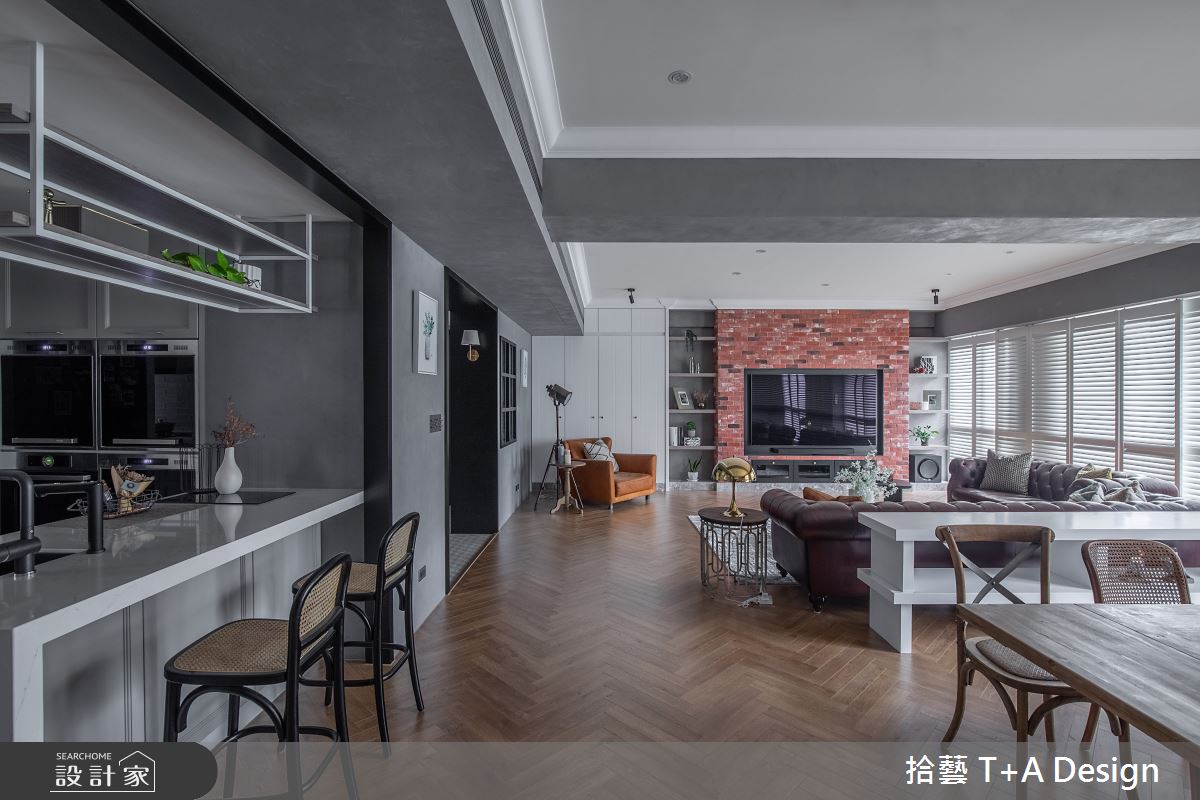 70坪中古屋(5~15年)＿美式風客廳餐廳案例圖片＿拾藝設計＿拾藝_27竹北_70坪美式風之32