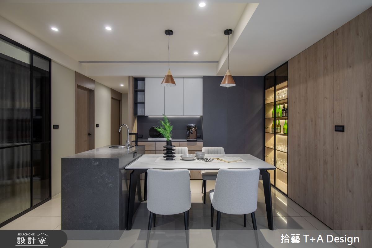 35坪新成屋(5年以下)＿現代風餐廳中島案例圖片＿拾藝設計＿拾藝_28桃園_35坪現代風之17