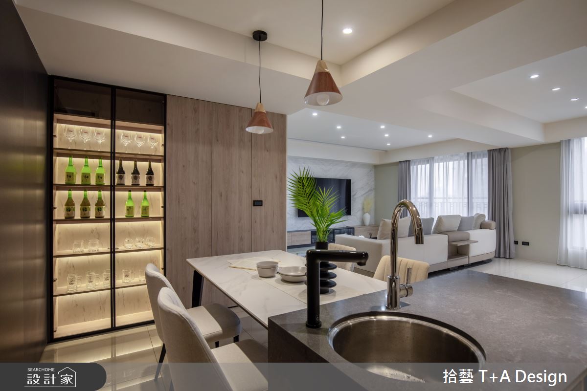 35坪新成屋(5年以下)＿現代風客廳餐廳中島案例圖片＿拾藝設計＿拾藝_28桃園_35坪現代風之18
