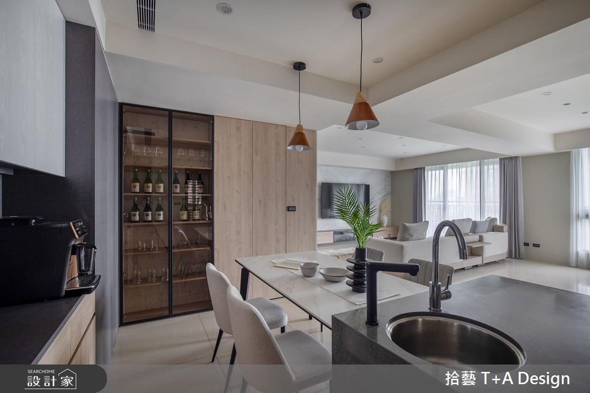 35坪新成屋(5年以下)＿現代風客廳餐廳中島案例圖片＿拾藝設計＿拾藝_28桃園_35坪現代風之8