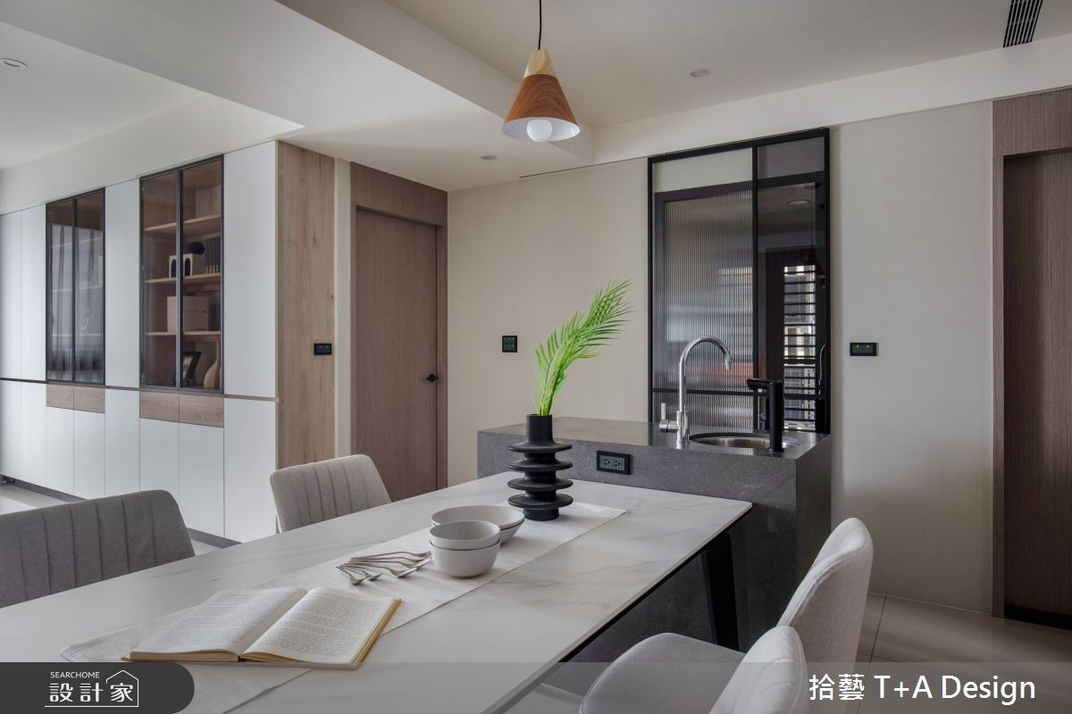 35坪新成屋(5年以下)＿現代風餐廳中島案例圖片＿拾藝設計＿拾藝_28桃園_35坪現代風之10