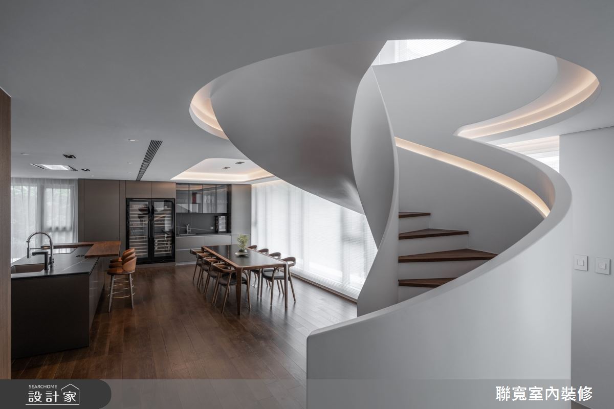 130坪新成屋(5年以下)＿現代風餐廳吧檯樓梯中島案例圖片＿聯寬室內裝修有限公司＿聯寬_29之11