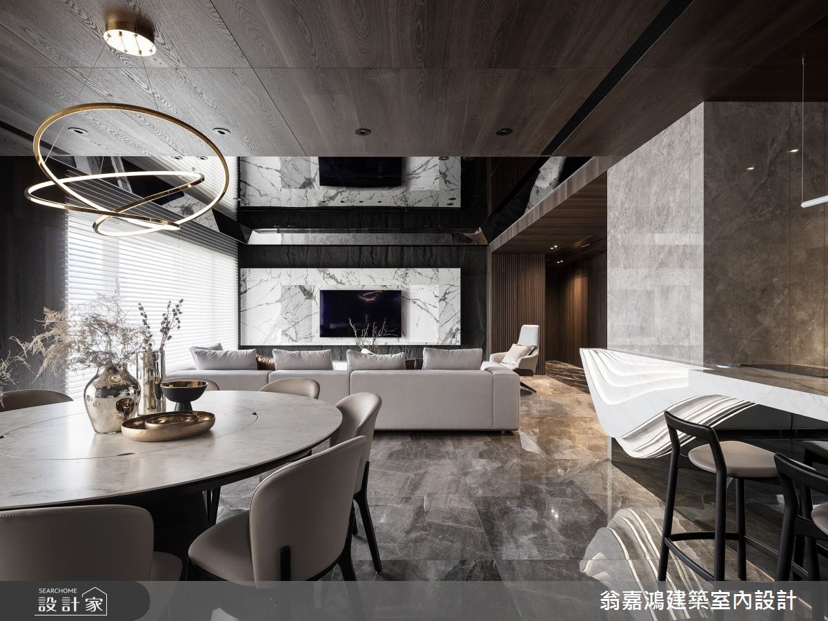 90坪毛胚屋＿現代風客廳餐廳吧檯案例圖片＿翁嘉鴻建築室內設計｜懷生設計＿懷生_69.新莊-W House之8