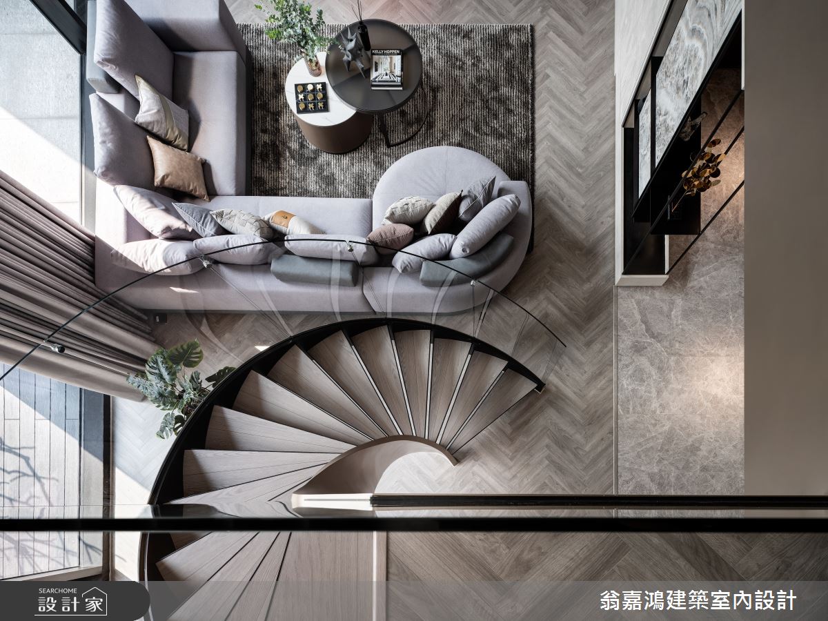 120坪毛胚屋＿現代飯店風客廳樓梯案例圖片＿翁嘉鴻建築室內設計｜懷生設計＿懷生_70.台北文山區-L House之7