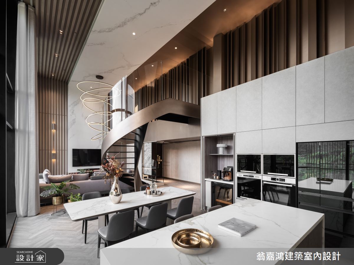 120坪毛胚屋＿現代飯店風客廳餐廳廚房樓梯中島案例圖片＿翁嘉鴻建築室內設計｜懷生設計＿懷生_70.台北文山區-L House之27