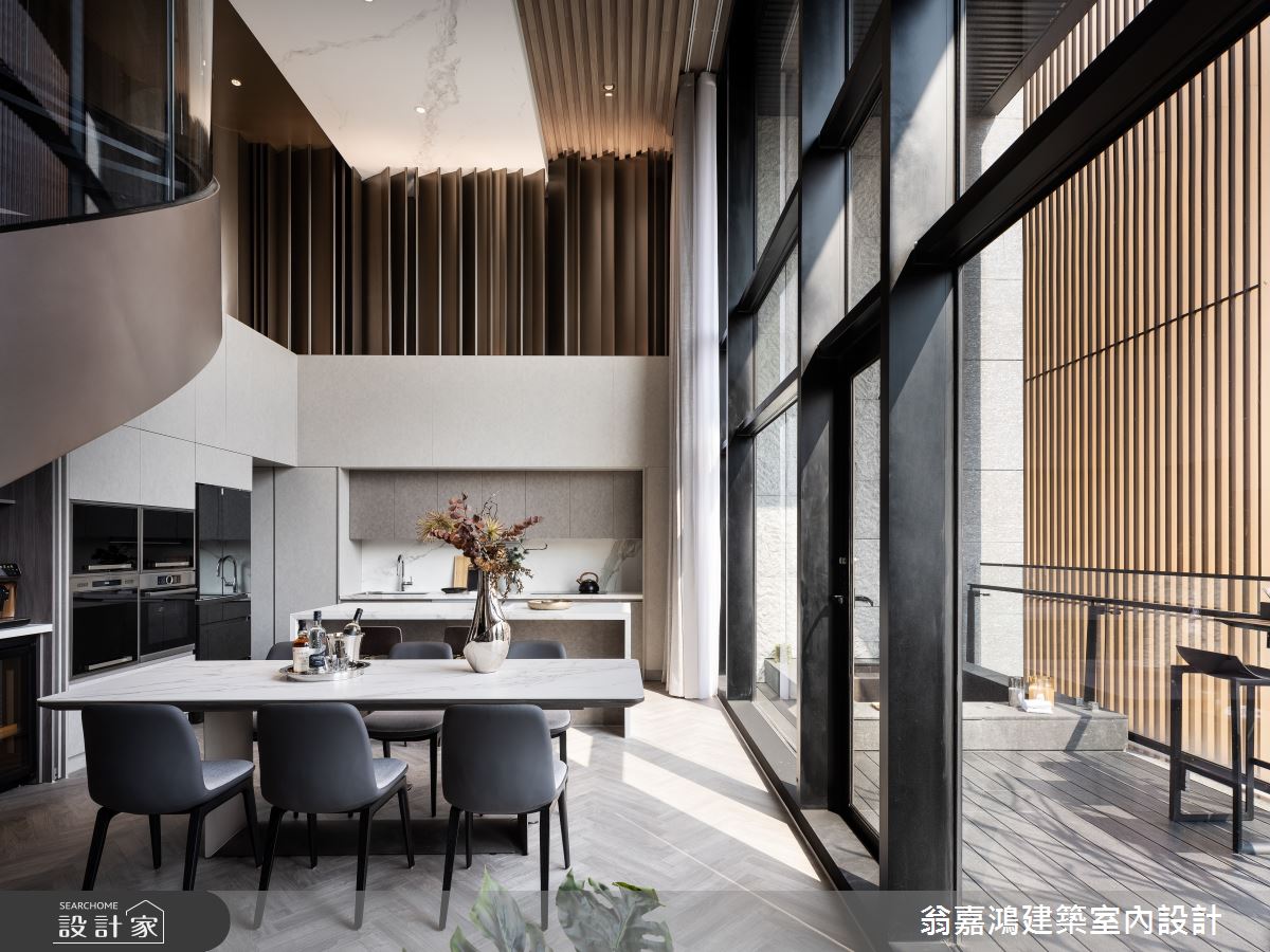 120坪毛胚屋＿現代飯店風餐廳廚房陽台中島案例圖片＿翁嘉鴻建築室內設計｜懷生設計＿懷生_70.台北文山區-L House之29