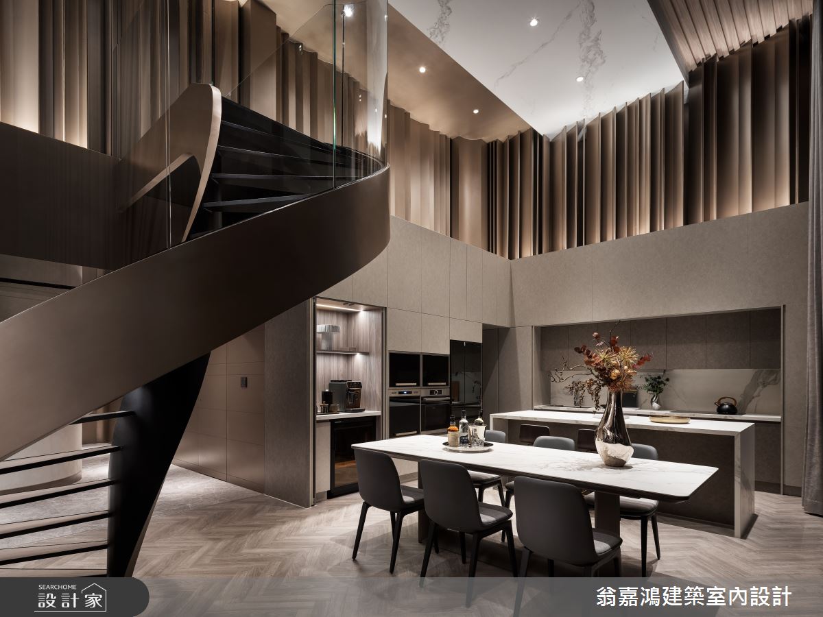 120坪毛胚屋＿現代飯店風餐廳廚房樓梯中島案例圖片＿翁嘉鴻建築室內設計｜懷生設計＿懷生_70.台北文山區-L House之30