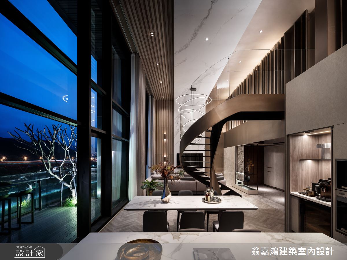 120坪毛胚屋＿現代飯店風客廳餐廳廚房樓梯中島案例圖片＿翁嘉鴻建築室內設計｜懷生設計＿懷生_70.台北文山區-L House之31