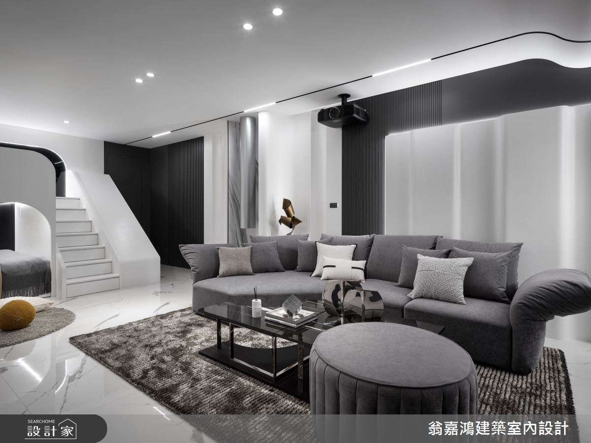 60坪中古屋(5~15年)＿現代風客廳樓梯案例圖片＿翁嘉鴻建築室內設計｜懷生設計＿懷生_71.桃園-K House之21