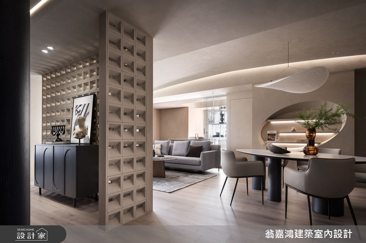35坪新成屋(5年以下)＿侘寂風玄關客廳餐廳案例圖片＿翁嘉鴻建築室內設計｜懷生設計＿懷生_72.台南-L House之38