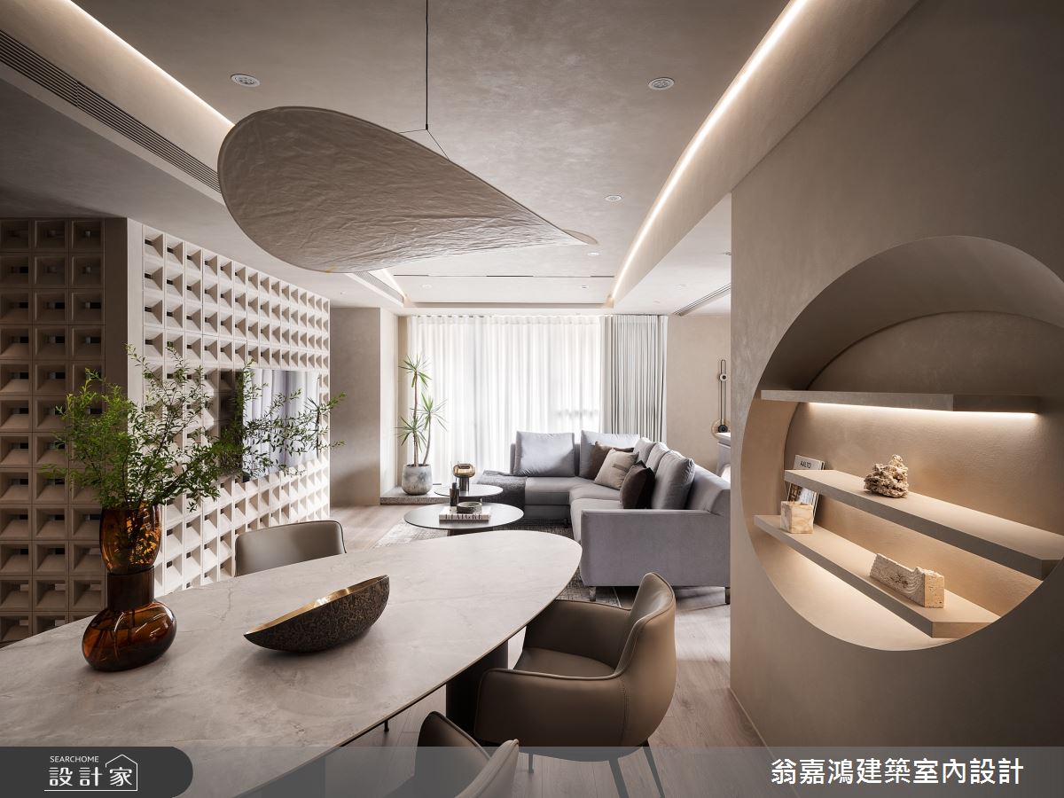 35坪新成屋(5年以下)＿侘寂風客廳餐廳案例圖片＿翁嘉鴻建築室內設計｜懷生設計＿懷生_72.台南-L House之7