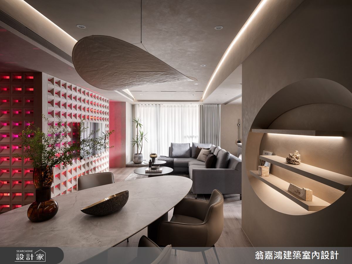 35坪新成屋(5年以下)＿侘寂風客廳餐廳案例圖片＿翁嘉鴻建築室內設計｜懷生設計＿懷生_72.台南-L House之8