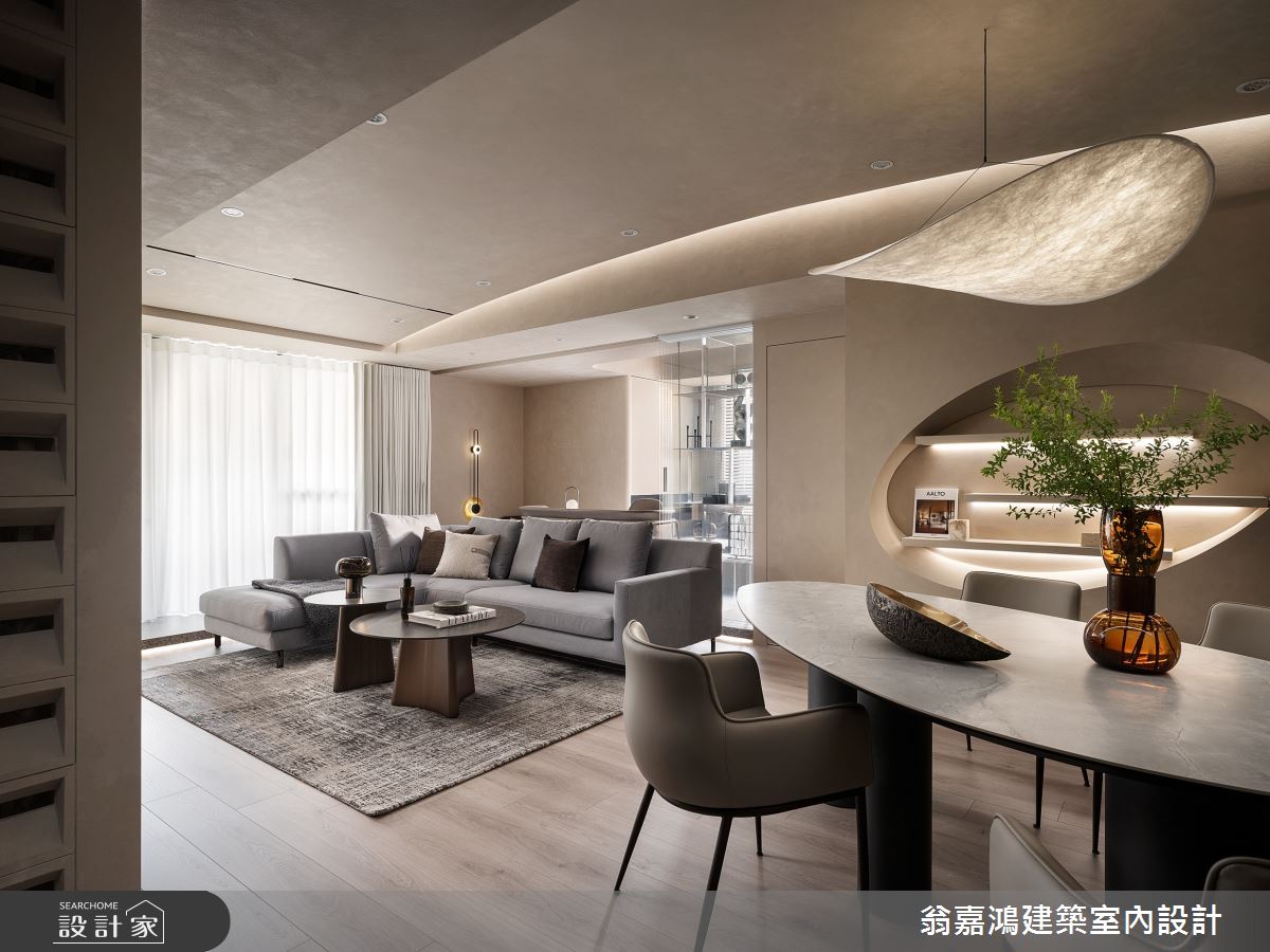 35坪新成屋(5年以下)＿侘寂風客廳餐廳案例圖片＿翁嘉鴻建築室內設計｜懷生設計＿懷生_72.台南-L House之25