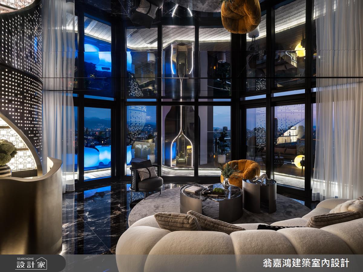 158坪新成屋(5年以下)＿奢華風客廳案例圖片＿翁嘉鴻建築室內設計｜懷生設計＿懷生_74.台北-元利信義聯勤-C House之2